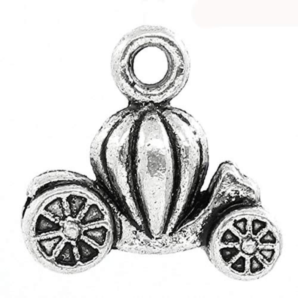 6146 20pc Antiqued Silver Alloy Pumpkin Carriage Fairy Tale Charms Pendants